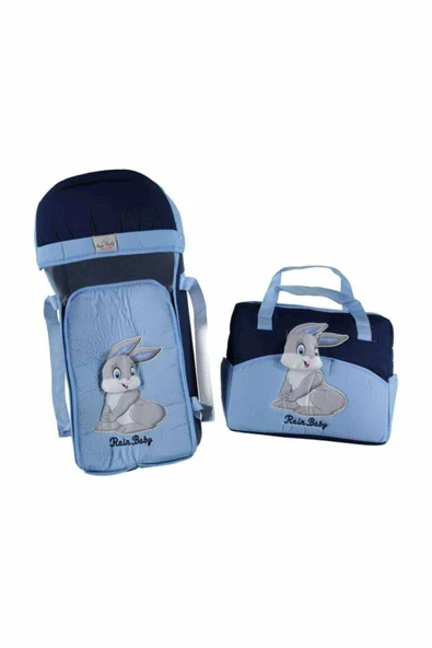 Rain Baby Tavşan Kabartma 2 Li Taşıma Seti Mavi ürün görseli 1