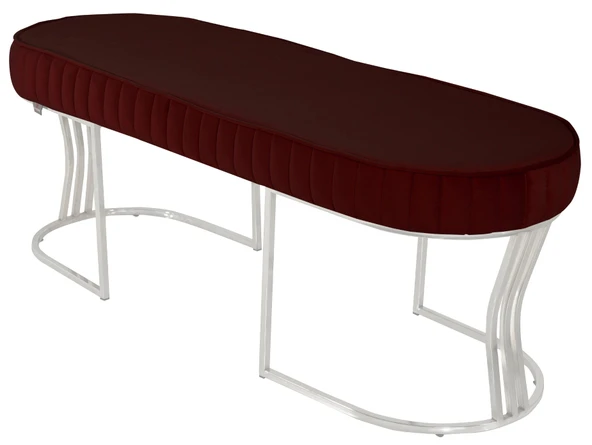 Viego Silver Striped Bench Puf - Resim 11