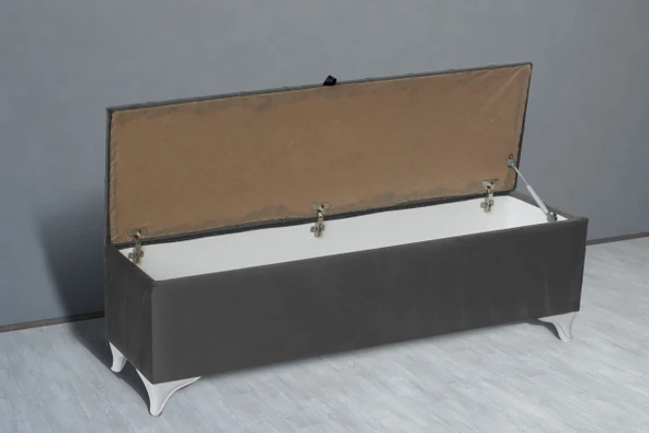 Vetra Sandıklı Bench Puf, Beyaz - Resim 3
