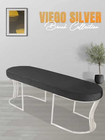 Viego Silver Smooth Bench Puf ürün görseli 1
