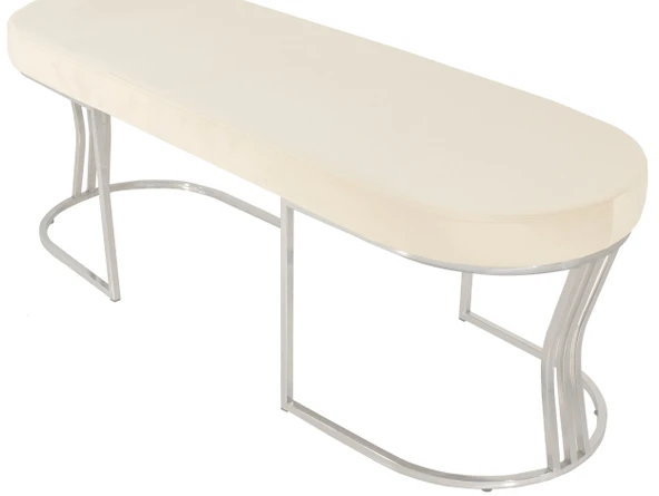 Viego Silver Smooth Bench Puf - Resim 10
