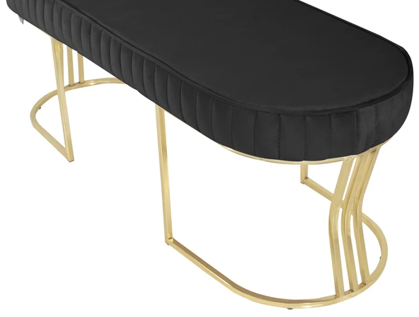 Viego Gold Striped Bench Puf - Resim 4