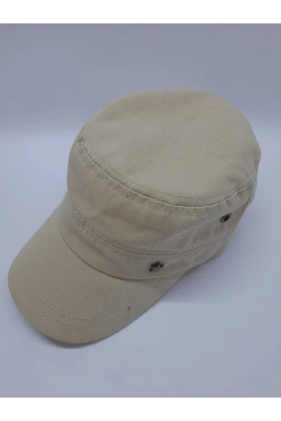 Kardelen Butik Denizli Kaliteli Vintage Askeri Tarz Metal Yıldızlı Şapka ( Unisex ) ( Bej Krem ) ( Arkadan Ayarlanabilir) ürün görseli 1