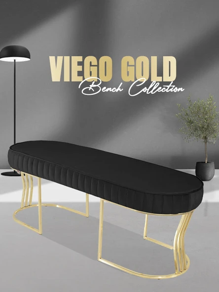 Viego Gold Striped Bench Puf ürün görseli 1