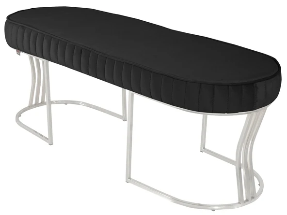 Viego Silver Striped Bench Puf - Resim 2