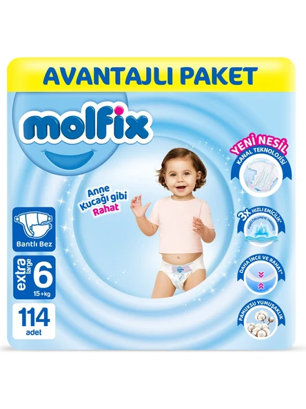 Molfix 6 Numara Extra Large 114'lü Bebek Bezi ürün görseli 1