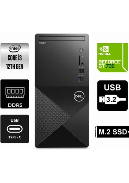Dell Vostro 3030MT I3-12100 N6001VDT3030MT-0198 32GB 512GB Quadro Nvidia GT730 4gb Windows 11 Pro Masaüstü Bilgisayar ürün görseli 1