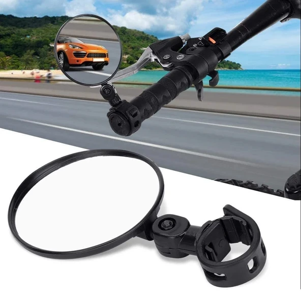 Elektrikli Scooter Bisiklet Dikiz Aynası, Tüm Bisikletlerle uyumlu, 8 cm Çap, Gidon Kelepçesi, 360 Derece, 2 Adet, ürün görseli 1