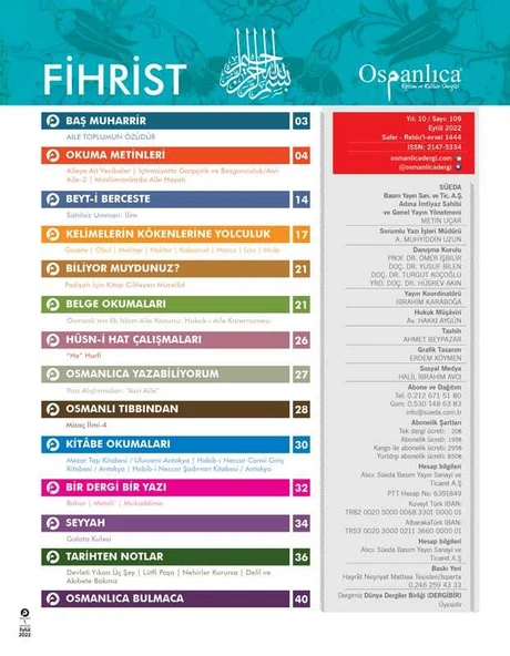 Eylül 2022 Osmanlıca Dergisi - Resim 2
