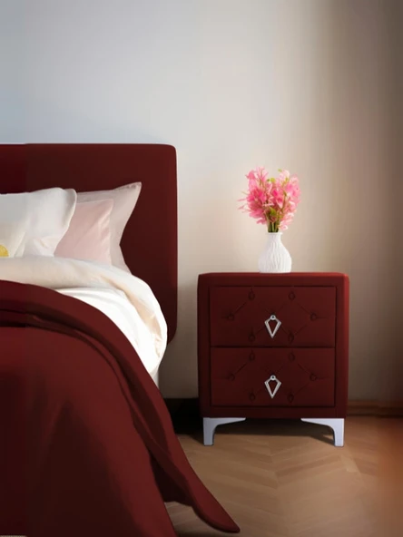 Ruby Silver Komodin, 2 Çekmeceli - Resim 5