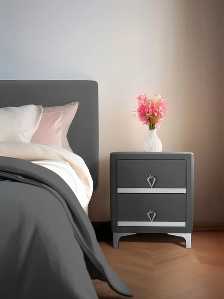 Doppia Linea Silver Komodin, İki Çekmeceli ürün görseli 1