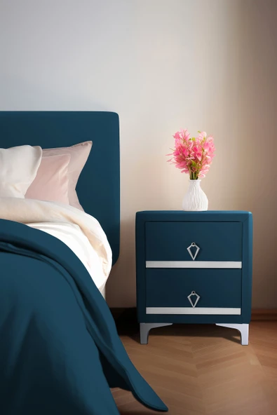 Doppia Linea Silver Komodin, İki Çekmeceli - Resim 9