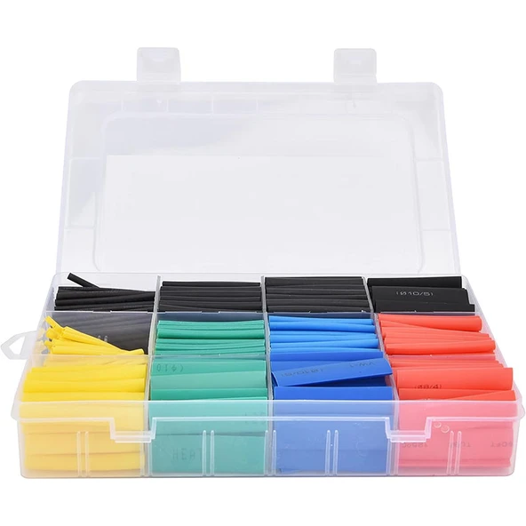 530 Adet 12 Boy Set Isıyla Daralan Makaron, Kablo Koruyucu Set, Elektrik Kablosu için Isıya Dayanıklı Koruyucu, Kutulu, Çeşitli Boyutlarda, ürün görseli 1
