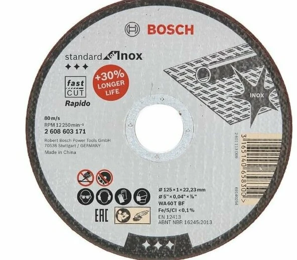 BOSCH 125*1,0 MM STANDART FOR INOX KESİCİ ürün görseli 1