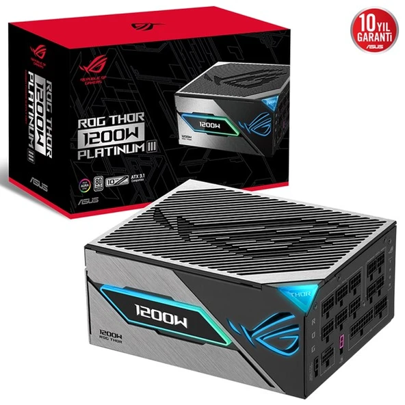 ASUS 1200W 80+ PLATINUM ROG THOR 1200P3 Tam Modüler Power Supply ürün görseli 1