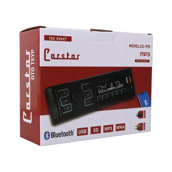 Carstar CS-970 Çift USB/SD/FM/AUX/Bluetooth Oto Teyp - Resim 4