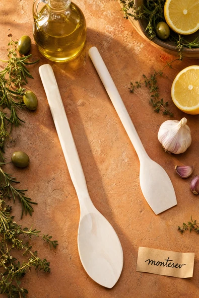 Doğal Şimşir Ağacı Ahşap Tahta Kaşık Spatula Seti Ağaç Kaşık (2li Set) Şmş-002 ürün görseli 1