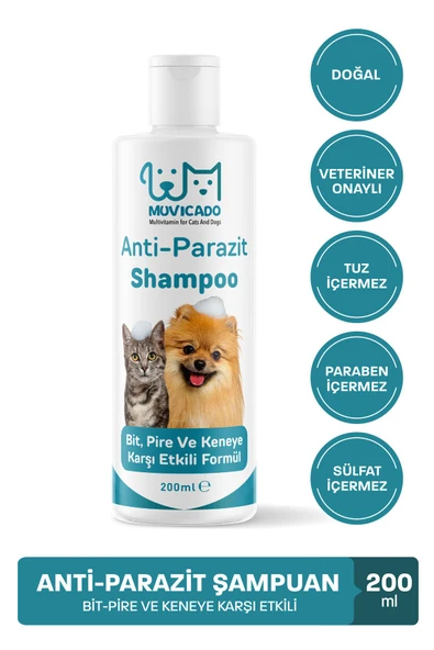 muvicado Kedi Köpek Parazit Şampuanı Bit Pire Parazit Kene Damlası Tarağı Tasması İle Kullanım ürün görseli 1