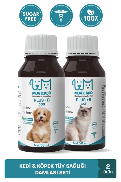 muvicado Kedi Köpek Tüy Döküm Dökülmesi Önleyici Engelleyici Damla Kediler Köpekler İçin Biyotin ürün görseli 1