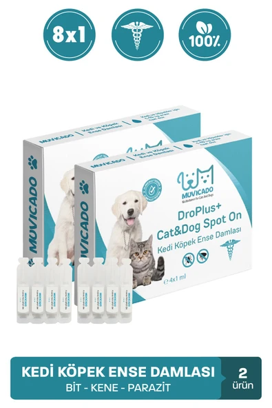 muvicado Kedi Köpek Dış Parazit Ense Deri Damlası Bit Kene Pire Anti Parazit Uzaklaştırıcı Bitkisel Damla ürün görseli 1