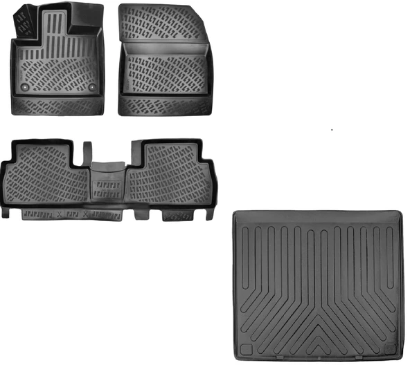 Peugeot Rifter 2019 Sonrası  3D Havuzlu Paspas (Katlanabilir Ön Yolcu Koltuğu)  + Demirsiz Bagaj Havuzu Set ürün görseli 1