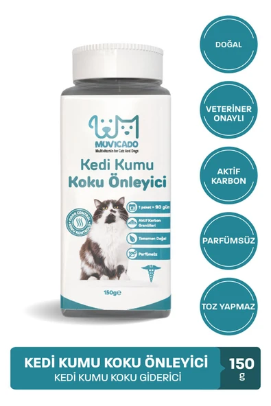 muvicado Kedi Kumu Koku Giderici Önleyici- Kedi Kumu Aktif Karbon - Kedi Kumu Tuvalet Koku Giderici Parfümsüz ürün görseli 1