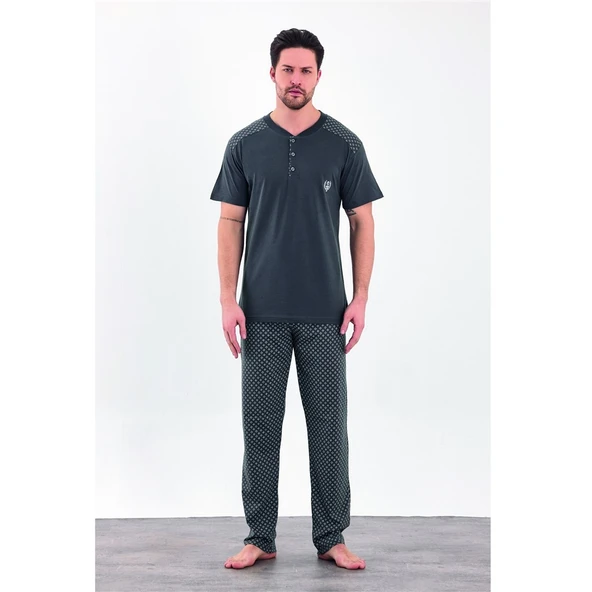 Estiva %100 Pamuk İnterlok Kısa Kol Erkek Pijama Takım ürün görseli 1
