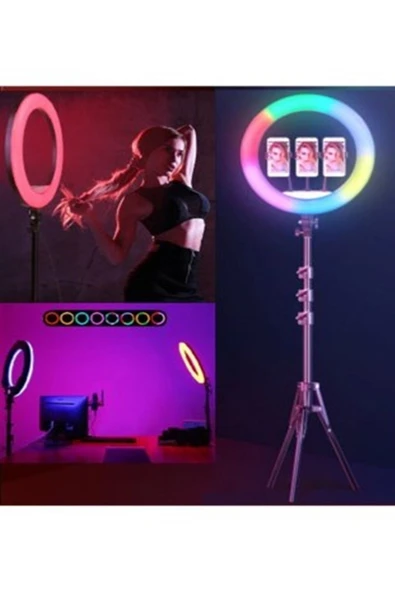 SMAYLİNG Ring Light Mega Boy 70w Rgbli Selfie Çekim Işığı Profosyonel Çantalı Kumandalı Tripodlu Makeup ürün görseli 1