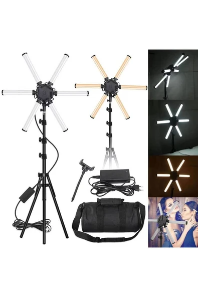 SMAYLİNG Yıldız Çubuk Led Işık Ürün Çekim Canlı Yayın Tam Profesyonel 2.10cm Trpod Ayak Çekim Işığı ürün görseli 1