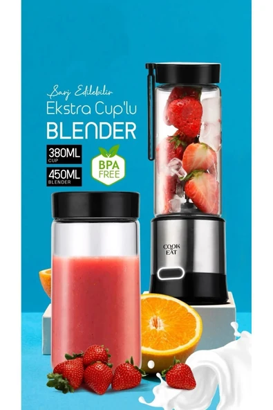 SMAYLİNG Smoothie Makinesi Şarjlı Portatif Taşınabilir El Blenderi Buz Kırıcı Mama Karıştırıcı Spor ürün görseli 1