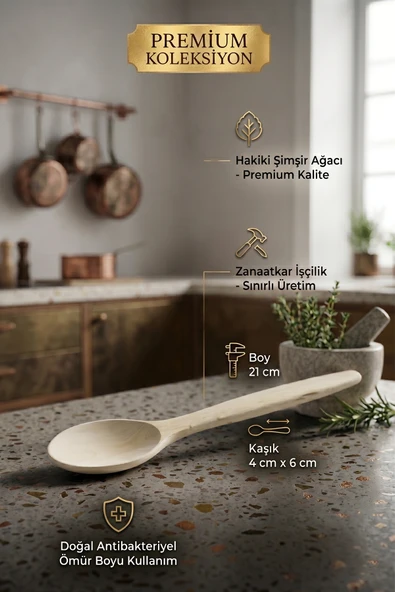 Doğal Şimşir Ağacı Ahşap Tahta Kaşık Spatula Seti Ağaç Kaşık (3lü Set) Şmş-004 ürün görseli 1