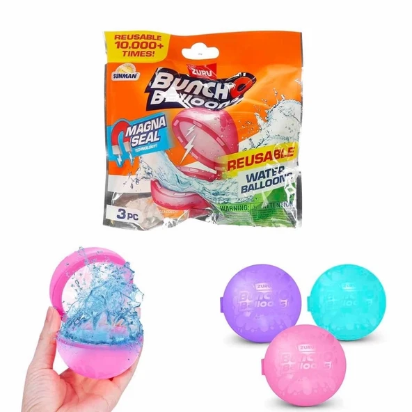 Mey İthalat® Bunch O Balloons Yeniden Kullanılabilir 3’lü Su Balonu ürün görseli 1