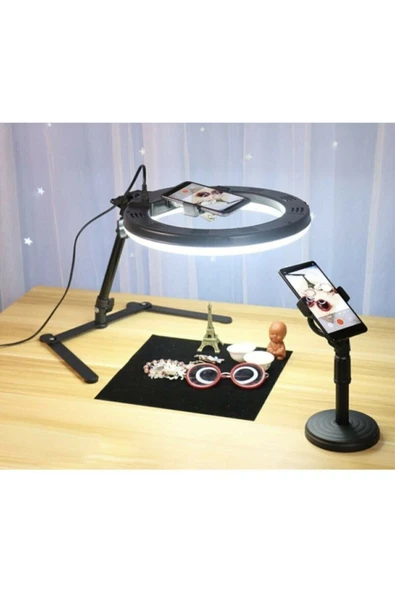 SMAYLİNG 10" Ring Light Youtuber Ürün Çekimleri Masa Üstü Stantlı Selfie Işığ Vlog Kit ürün görseli 1
