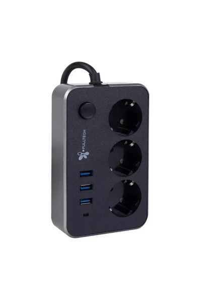 SMAYLİNG Termal Akım Korumalı Isıya Dayanıklı (3LÜ PRİZ 2XUSB 1TYPE-C) 2 Metre Kablo Aç Kapa Anahtarlı ürün görseli 1