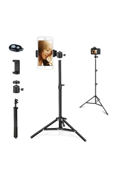 SMAYLİNG Bluetooth Kumandalı 210 Cm Tripod Telefon Tutuculu Selfie Çubuğu Telefon, Kamera Ve Lamp Tripodu ürün görseli 1