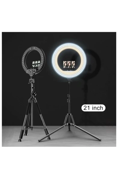 SMAYLİNG Ring Light Led Işık Halkası 21 Inç 54 Cm Profesyonel Stüdyo Işığı Ve 210 Cm Döküm Ayak Kumanda Çanta ürün görseli 1