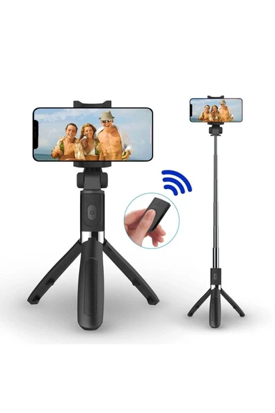SMAYLİNG Kablosuz Stant Tripod Katlanabilir Uzatılabilir Selfi Çubuğu Ios&android Gopro Uyumlu Vlog Kit ürün görseli 1