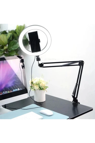 SMAYLİNG Esnek Masaüstü Sıkıştırmalı Tiktoker Ring Light Led Selfie Yayın Işığı 10 Inç + Stand Lüx ürün görseli 1