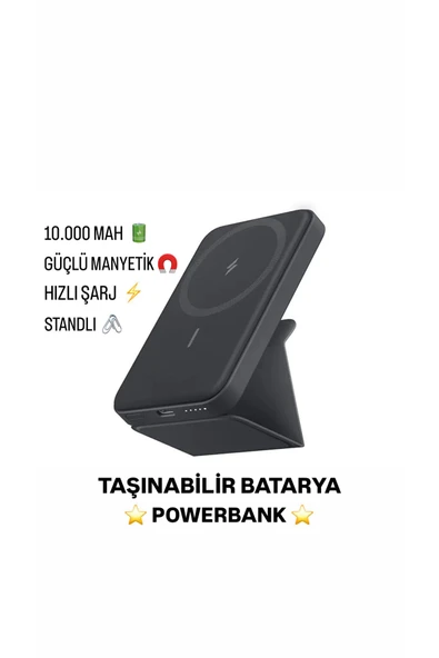 SMAYLİNG 10.000 Mah Magsafe Standlı PowerBank Hızlı Şarj Taşınabilir Güçlü Manyetik 20W Şarj Cihazı ürün görseli 1