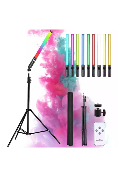 SMAYLİNG El Rgb Çubuk Led Floresan Lamba Fotoğraf Stüdyosu Tiktok Profesyonel Dolgu Işığı Taşınabilir+tripod ürün görseli 1