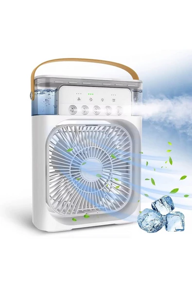 SMAYLİNG Taşınabilir Su Püskürtmeli Masa Üstü Fan 600 ml Hazne 7 Renk LED Işık Zaman Ayarlı Buz Eklenebilir ürün görseli 1