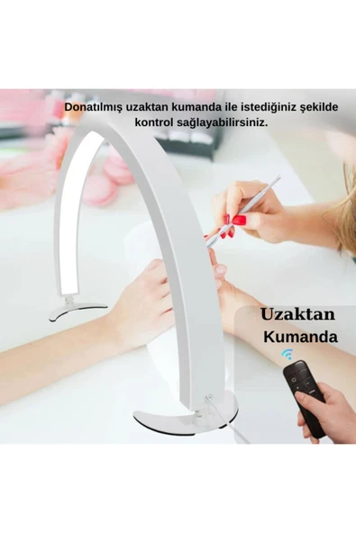 SMAYLİNG Katlanabilir Masa Üstü Ay Lambası 36 Yükseklik 73 En Kumandalı Kirpik Kaş ve Tırnak LED Masa Lambası ürün görseli 1