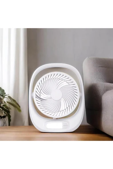 SMAYLİNG Şarjlı Masaüstü Fan – LED Işıklı, 3 Kademeli Hız, 180° Ayarlanabilir Başlık, Sessiz ve Taşınabilir ürün görseli 1