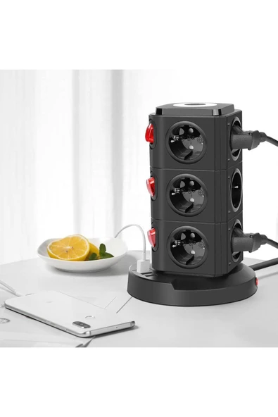 SMAYLİNG Masa Üstü çoklu priz 12 Anahtar 3 USB Giriş Ofis Masası Kablo Toplayıcı Wireless Kablosuz şarj ürün görseli 1