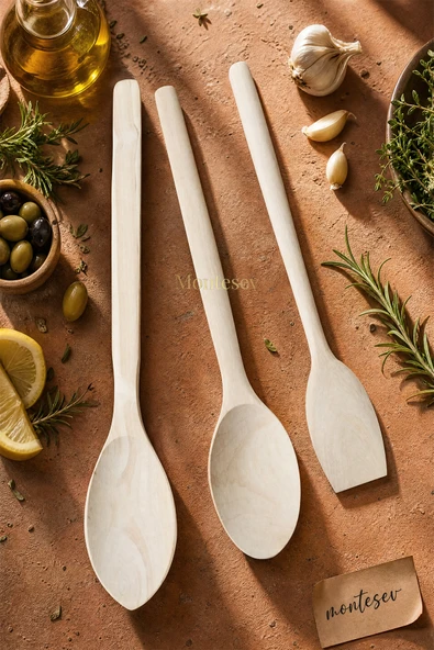 Doğal Şimşir Ağacı Ahşap Tahta Kaşık Spatula Seti Ağaç Kaşık (3lü Set) Şmş-004 ürün görseli 1