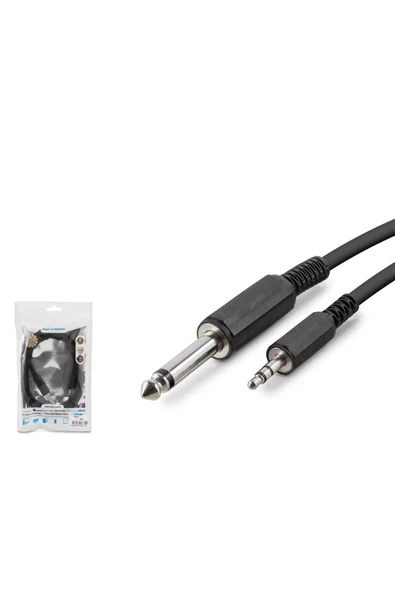 Hadron Hdx1055 6.5Mm To 3.5Mm Kablo Ensturuman Gitar 1.5M Siyah ürün görseli 1