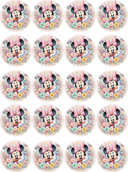 Minnie Mouse Yenilebilir Yuvarlak Kurabiye Resim Baskı ürün görseli 1