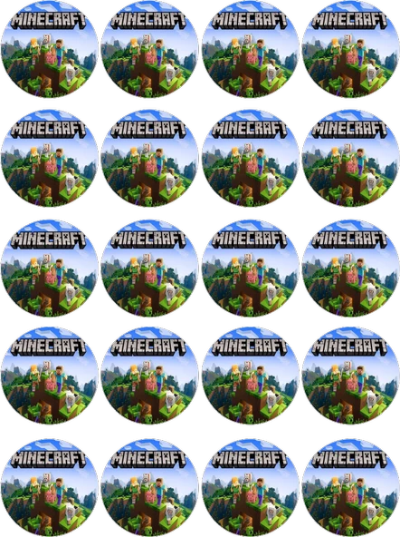 Minecraft Yenilebilir Yuvarlak Kurabiye Resim Baskı ürün görseli 1