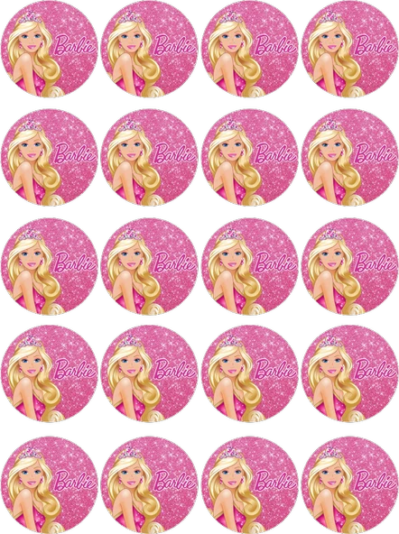 Barbie Yenilebilir Yuvarlak Kurabiye Resim Baskı ürün görseli 1