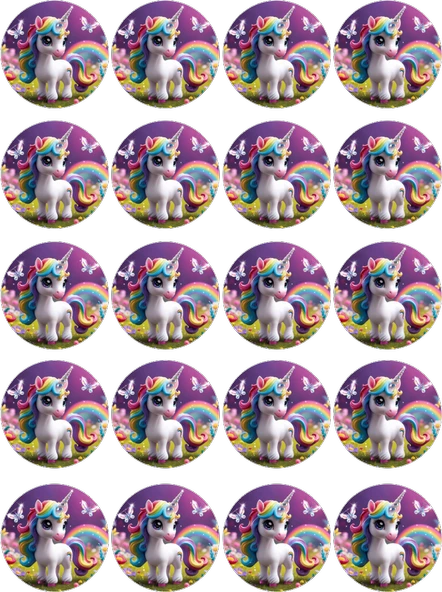 Unicorn Yenilebilir Yuvarlak Kurabiye Resim Baskı ürün görseli 1